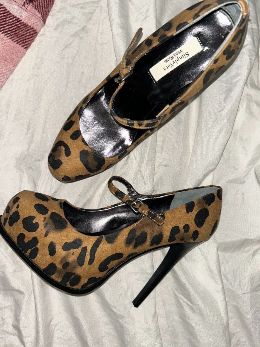 womens size 61/2 tan leopard print casual dress high heels shoes six half